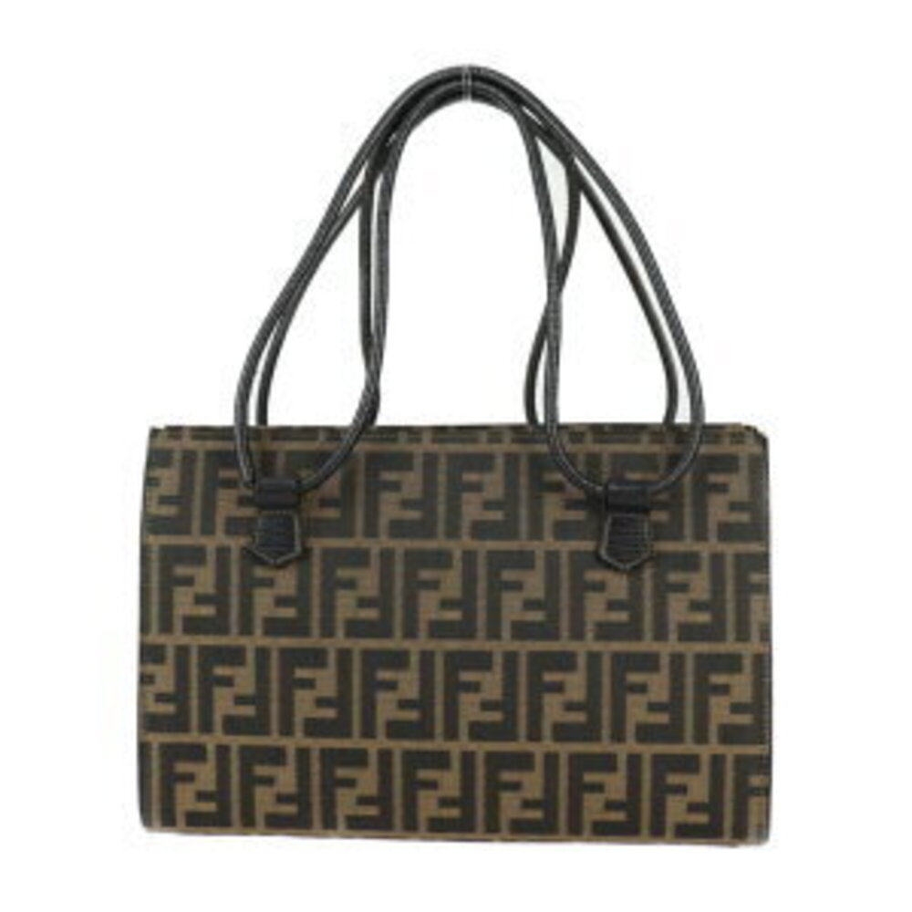 FENDI SAS Handbag Canvas Leather Brown to Black Shoulder Bag Tote Zucca Pattern